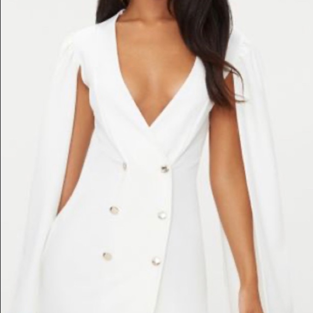 White cape blazer dress